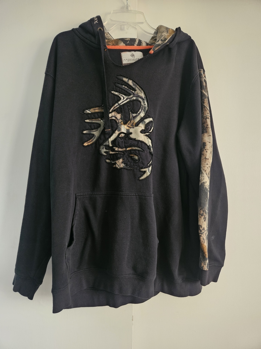 Legendary Whitetails Black Hoodie with Camo Accents 2xl